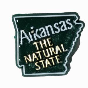 Arkansas The Natural State Lapel Pin Vintage Hunger Green